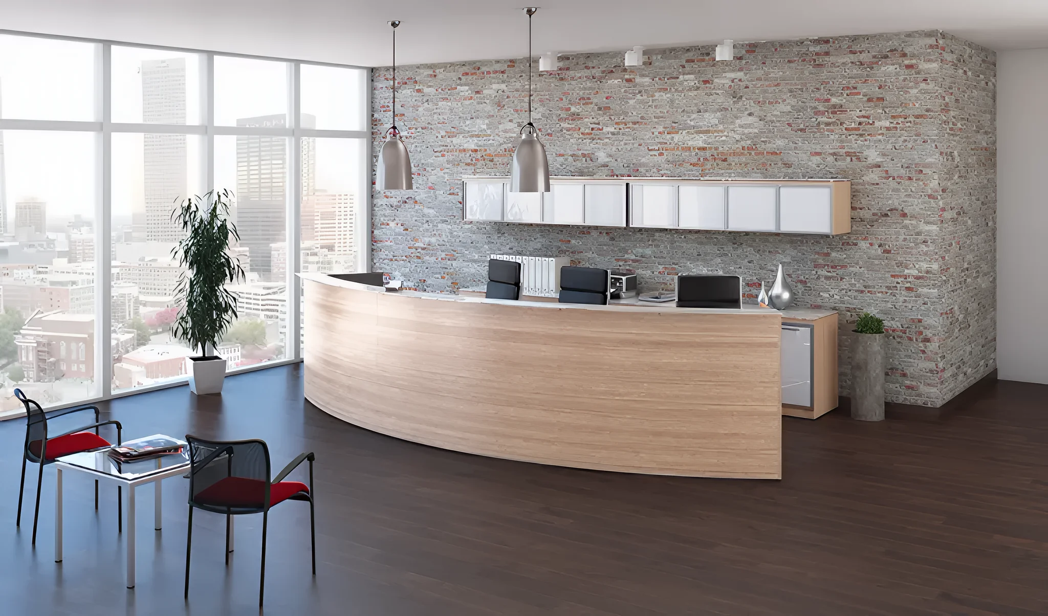 Curved Reception Desk with Glass Top 15ft by Corp Design