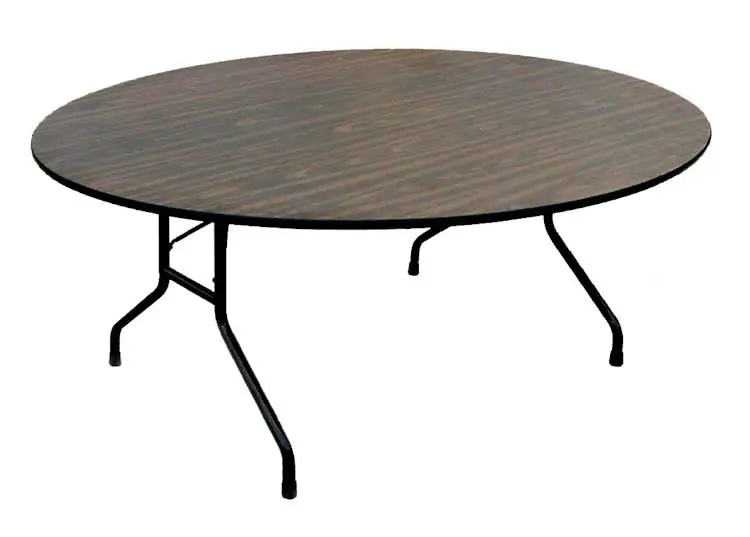 Correll CF60MR-01 60 Round Folding Table w/ Walnut Melamine Top. 29H