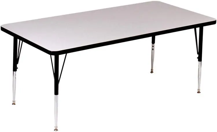 Rectangle Adjustable Height Activity Kids School Table, High Pressure Laminate, Gray