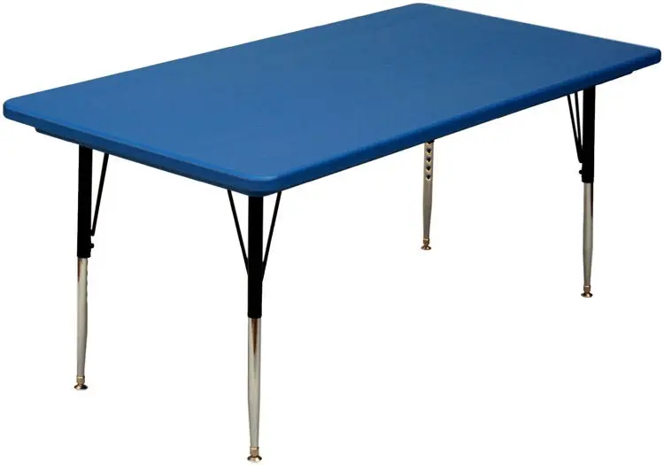 Correll Blow-Molded Plastic Top Rectangular Activity Table, 60" x 30", Blue/Black (AR3060REC-27)