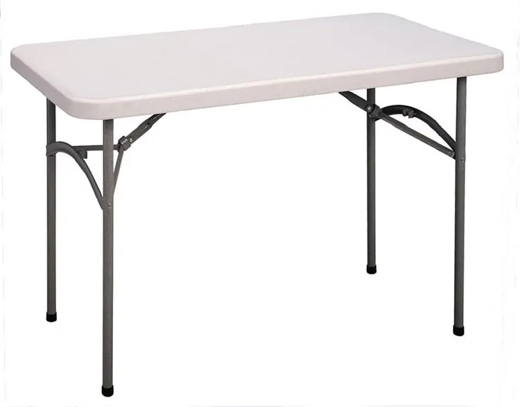 Rectangle Economy Blow Molded Folding Utility Table, Blow Molded Plastic Top, Gray Granite