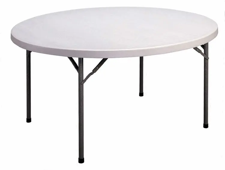 Correll 60 Round Plastic Folding Table- Gray Granite Top, Grey | Quill