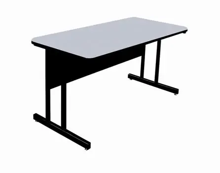 Correll WS2436-15-09-09 Rectangular Desk Height Work Station, 36W x 24D - Gray Granite/Black T-Mold