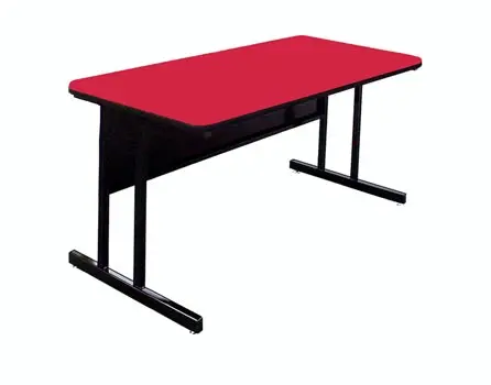 Correll WS3072-35-09-09 Rectangular Desk Height Work Station, 72W x 30D - Red/Black T-Mold
