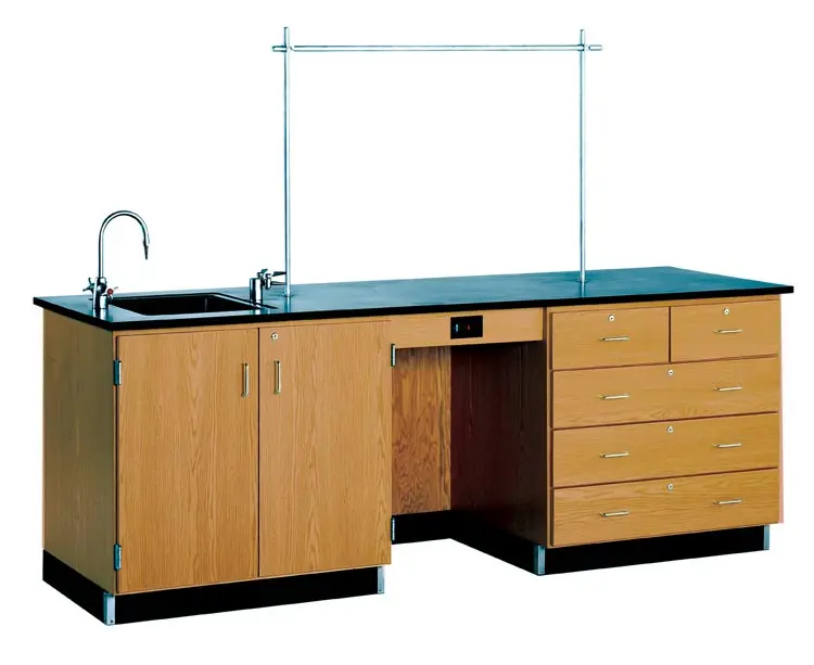 Lab Table 8ft W x 30in D with Locking Drawers and Doors by Diversified Woodcrafts