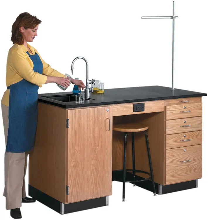 Lab Table 60in W x 30in D with Locking Drawers and Cupboard by Diversified Woodcrafts
