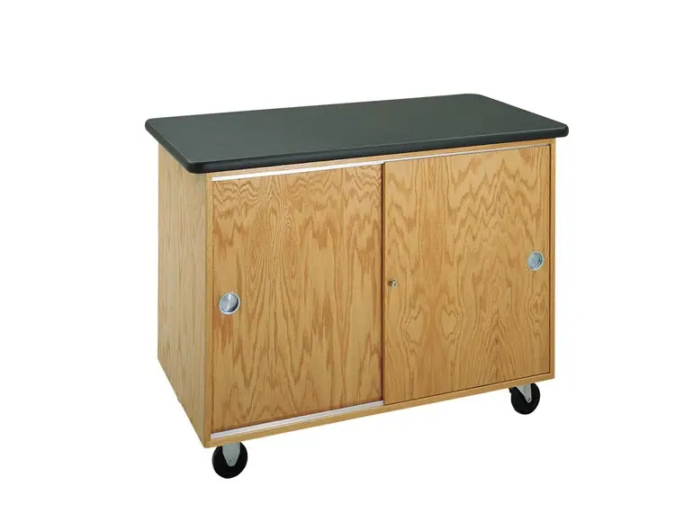 DWI Diversified Woodcrafts Access Sliding Door Cabinet Rectangular Mobile Lab Table, 48 x 24, Oak (4101K, Plastic | Quill