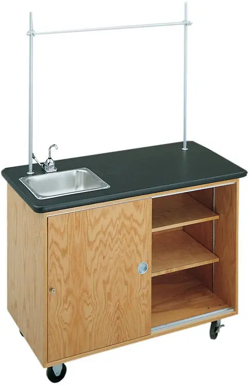 DWI Diversified Woodcrafts Kinetic Mobile Demo Cabinet Rectangular Demonstration Table, 48 x 24, Oak (41, Plastic | Quill