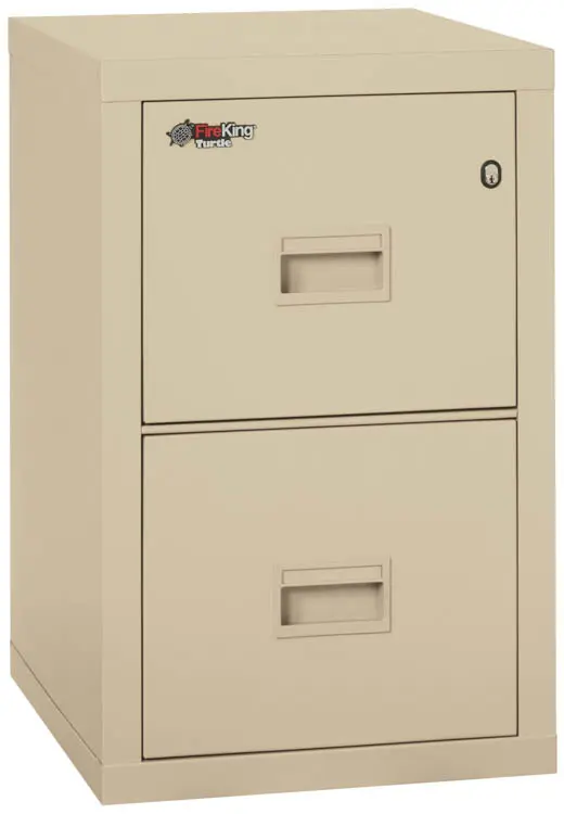 FireKing Dock to Dock 2-Drawer Mobile Vertical File Cabinet, Letter/Legal, Lockable, Fire Resistant, Parchment (2R1822-CPA)