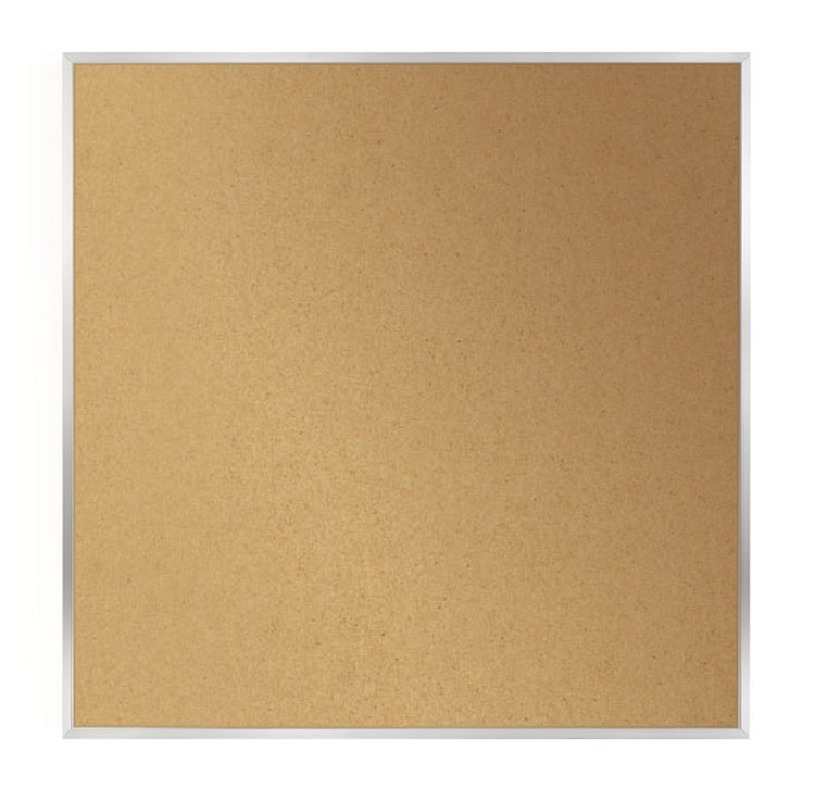 4' x 4' Aluminum Frame Natural Cork Tackboard by Ghent