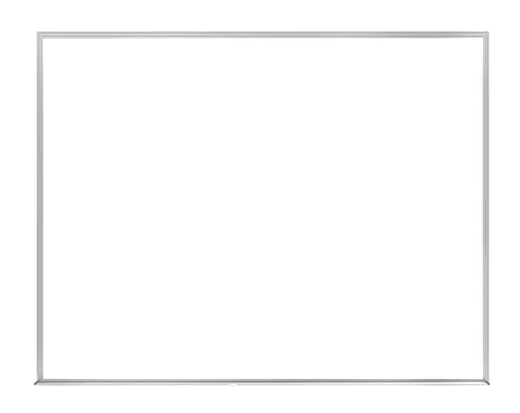 Dry Erase Board, Plastic, 18 in, 24 in, Aluminum Frame, White, Gloss