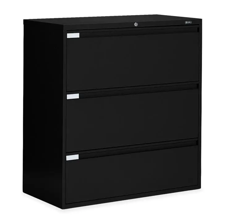 Ball-Bearing Lateral File Cabinet 42in W x 18in D x 41in H with 3 Drawers by Global