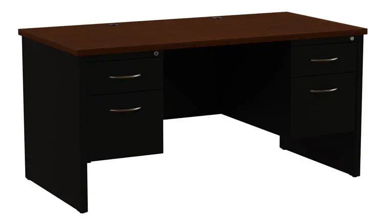 Desk Pedestal, 30 in D X 29 1/2 in H, 60 in W X Steel, Black/Walnut