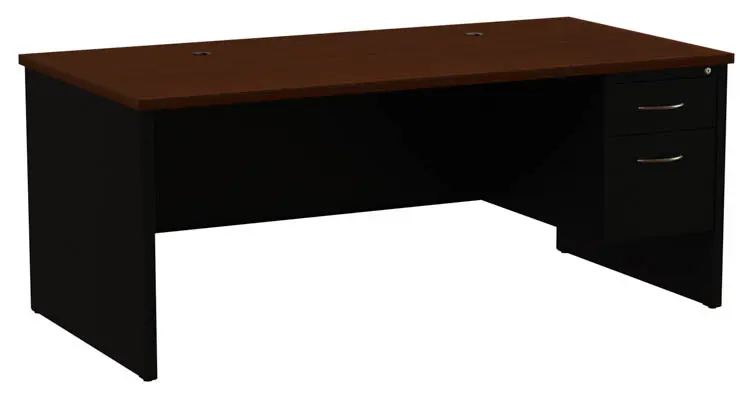 Desk Pedestal, 36 in D X 29 1/2 in H, 72 in W X Steel, Black/Walnut