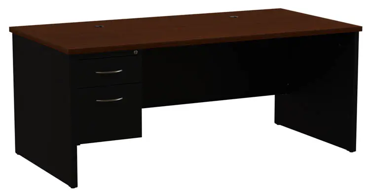 Desk Pedestal, 36 in D X 29 1/2 in H, 72 in W X Steel, Black/Walnut