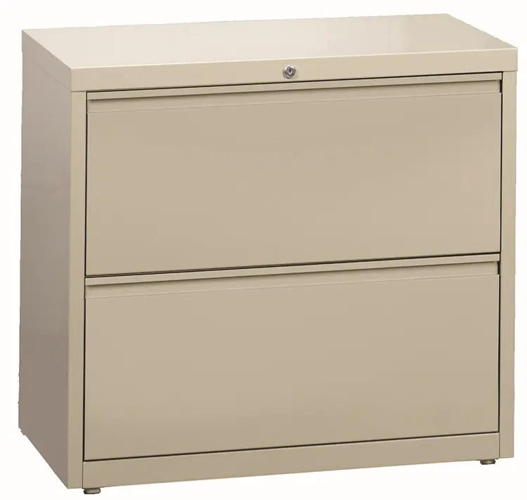 Ball-Bearing Lateral File Cabinet 36in W x 19in D x 28in H with 2 Drawers by Hirsh Industries