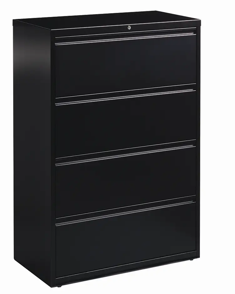 Ball-Bearing Lateral File Cabinet 36in W x 19in D x 53in H with 4 Drawers by Hirsh Industries