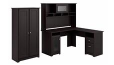 L Shaped Desks Bush Furniture 60in W L-Shaped Desk with Hutch and Tall Storage Cabinet