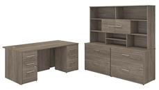 Executive Desks Bush Furniture 72in W x 36in D Executive Desk with 2 -3 Drawer Vertical File Cabinets -Assembled, 2 - 2 Drawer Lateral File Cabinets -Assembled, and Hutch
