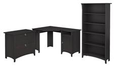 Corner Desks Bush Furniture 55in W Corner Desk with Lateral File Cabinet and 5 Shelf Bookcase
