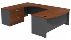 U Shaped Desks Bush Furniture 72in W Bow Front U-Shaped Desk with Assembled 2 Drawer Lateral File Cabinet