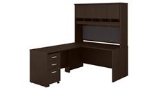 L Shaped Desks Bush Furniture 60in W L-Shaped Desk with Hutch and Assembled Mobile File Cabinet