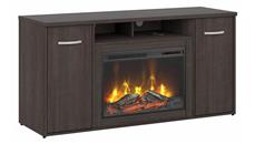 Electric Fireplaces Bush Furniture 60in W Electric Fireplace with Storage Cabinet and Doors