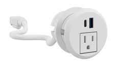 Power Modules Bush Furniture 2in Desktop Power Grommet with AC Outlet and USB-A/USB-C Ports