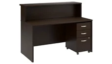 Reception Stand-Alone Desk Bush Furniture 60in W x 30in D Reception Desk with Shelf and Mobile File Cabinet
