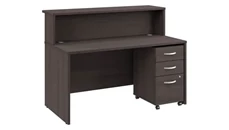 Reception Stand-Alone Desk Bush Furniture 60in W x 30in D Reception Desk with Shelf and Mobile File Cabinet