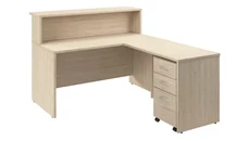 Reception Stand-Alone Desk Bush Furniture 60in W x 72in D L-Shaped Reception Desk with Shelf and Mobile File Cabinet