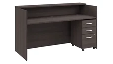 Reception Stand-Alone Desk Bush Furniture 72in W x 30in D Reception Desk with Shelf and Mobile File Cabinet