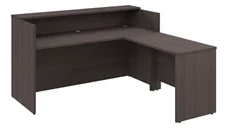 Reception Stand-Alone Desk Bush Furniture 72in W x 72in D L-Shaped Reception Desk with Shelf