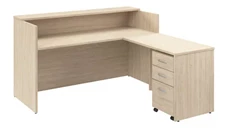 Reception Stand-Alone Desk Bush Furniture 72in W x 72in D L-Shaped Reception Desk with Shelf and Mobile File Cabinet