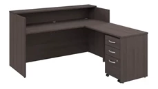 Reception Stand-Alone Desk Bush Furniture 72in W x 72in D L-Shaped Reception Desk with Shelf and Mobile File Cabinet