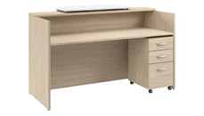 Reception Stand-Alone Desk Bush Furniture 72in W x 30in D Reception Desk with Bow Front Counter and Mobile File Cabinet