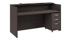Reception Stand-Alone Desk Bush Furniture 72in W x 30in D Reception Desk with Bow Front Counter and Mobile File Cabinet