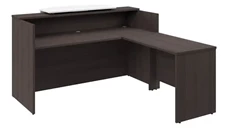Reception Stand-Alone Desk Bush Furniture 72in W x 72in D L-Shaped Reception Desk with Bow Front Counter