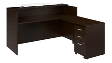 Reception Stand-Alone Desk Bush Furniture 72in W x 72in D L-Shaped Reception Desk with Bow Front Counter and Mobile File Cabinet