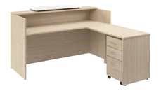 Reception Stand-Alone Desk Bush Furniture 72in W x 72in D L-Shaped Reception Desk with Bow Front Counter and Mobile File Cabinet