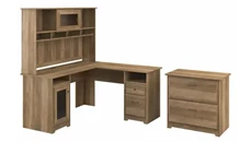 L Shaped Desks Bush Furniture 60in W L-Shaped Computer Desk with Hutch and Lateral File Cabinet