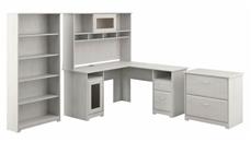 Office Suites Bush Furniture 60in W L-Shaped Desk with Hutch, Lateral File Cabinet and 5 Shelf Bookcase