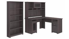 L Shaped Desks with Hutch Bush Furniture 60in W L-Shaped Computer Desk with Hutch and 5 Shelf Bookcase