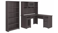 L Shaped Desks with Hutch Bush Furniture 60in W L-Shaped Computer Desk with Hutch and 5 Shelf Bookcase