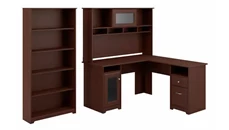 L Shaped Desks with Hutch Bush Furniture 60in W L-Shaped Computer Desk with Hutch and 5 Shelf Bookcase