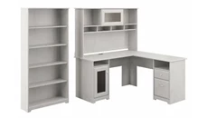 L Shaped Desks with Hutch Bush Furniture 60in W L-Shaped Computer Desk with Hutch and 5 Shelf Bookcase
