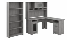 L Shaped Desks with Hutch Bush Furniture 60in W L-Shaped Computer Desk with Hutch and 5 Shelf Bookcase