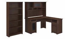 L Shaped Desks with Hutch Bush Furniture 60in W L-Shaped Computer Desk with Hutch and 5 Shelf Bookcase