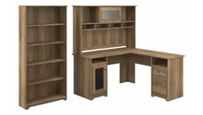 L Shaped Desks Bush Furniture 60in W L-Shaped Computer Desk with Hutch and 5 Shelf Bookcase