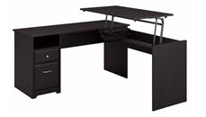 Standing Desks - Manually Adjustable Bush Furniture 60in W 3 Position L-Shaped Sit to Stand Desk